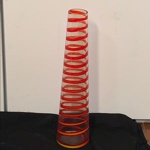 Antique glass red spiral pattern vase from 1960s